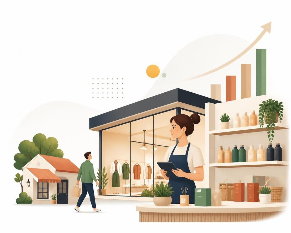 Rue commerciale avec petites entreprises en Suisse